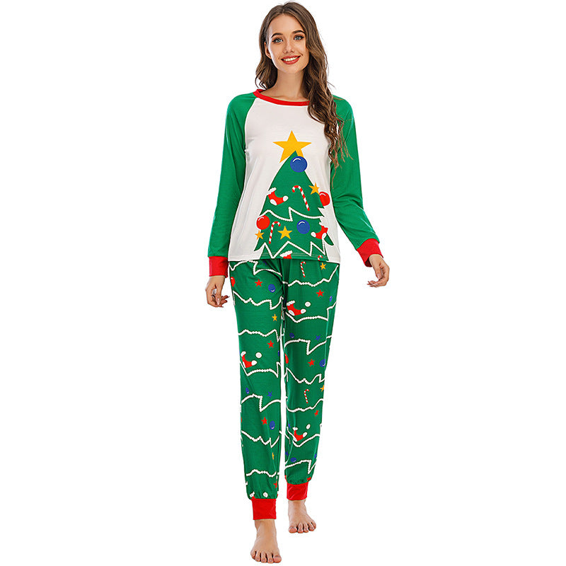 Family Matching Green Christmas Pajamas - Decorated Tree