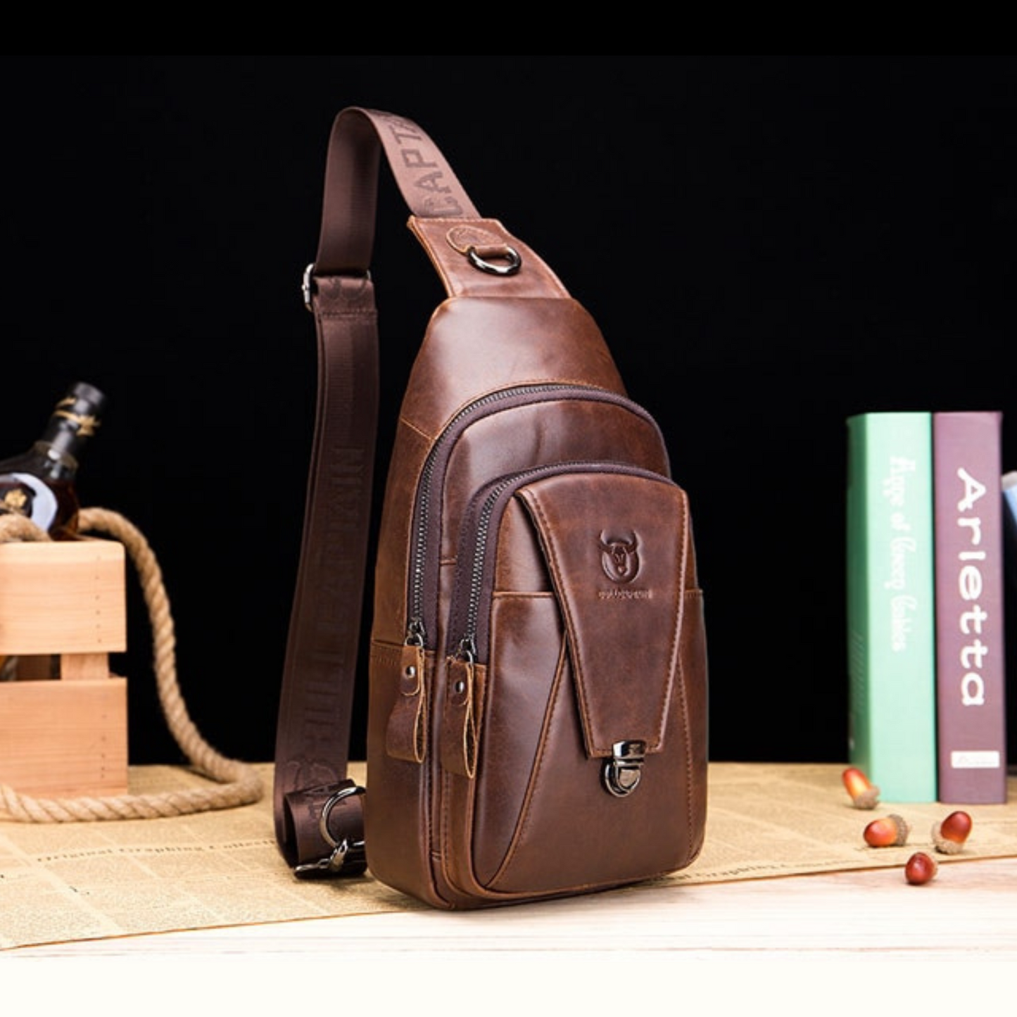 Men's Genuine Leather Crossbody Bag