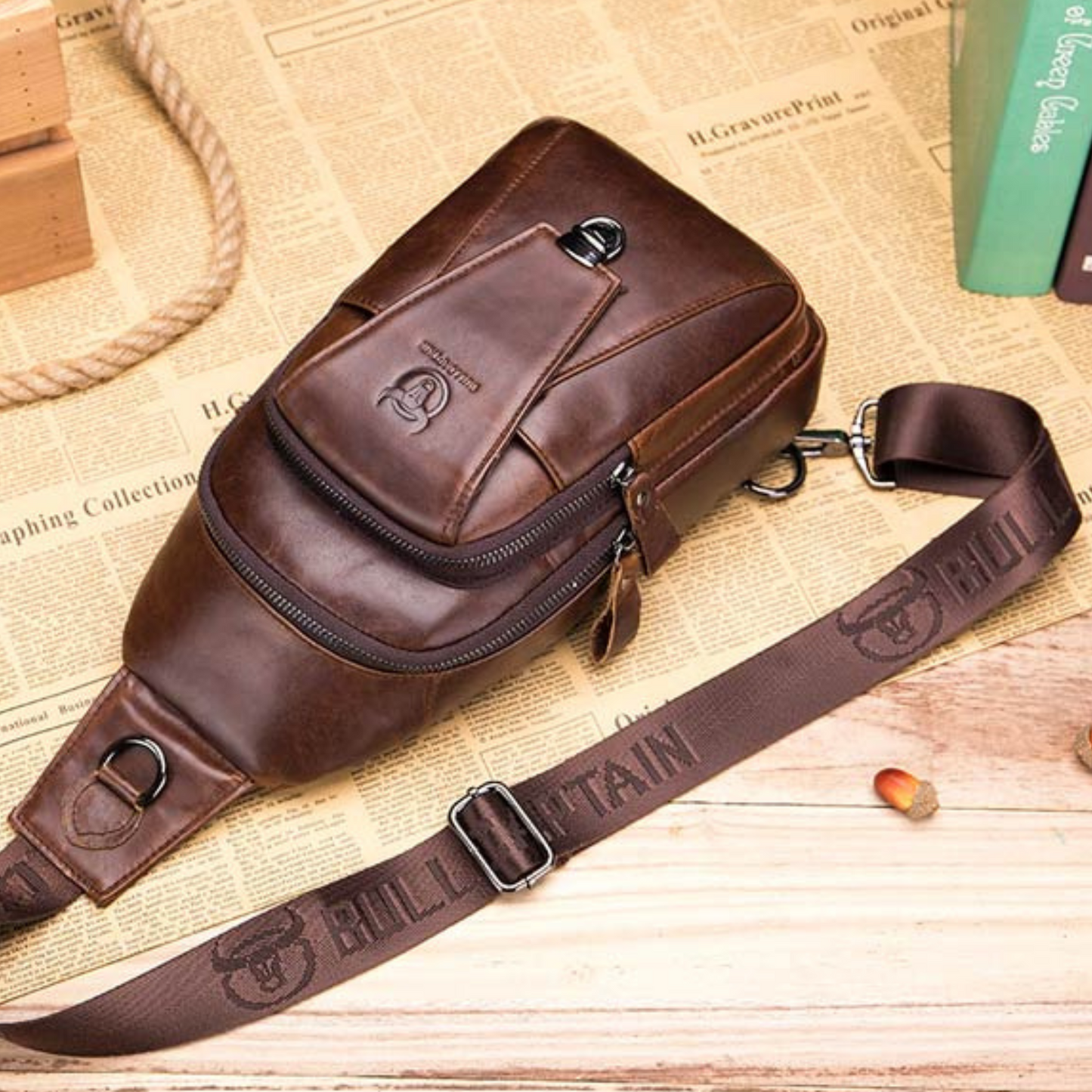 Men's Genuine Leather Crossbody Bag