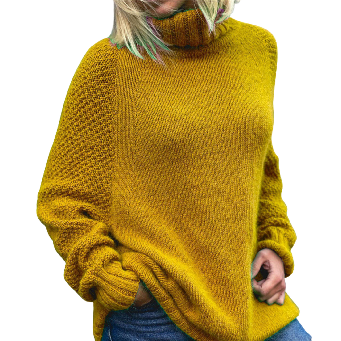 New Women's Solid Color Knitted Turtleneck Sweater