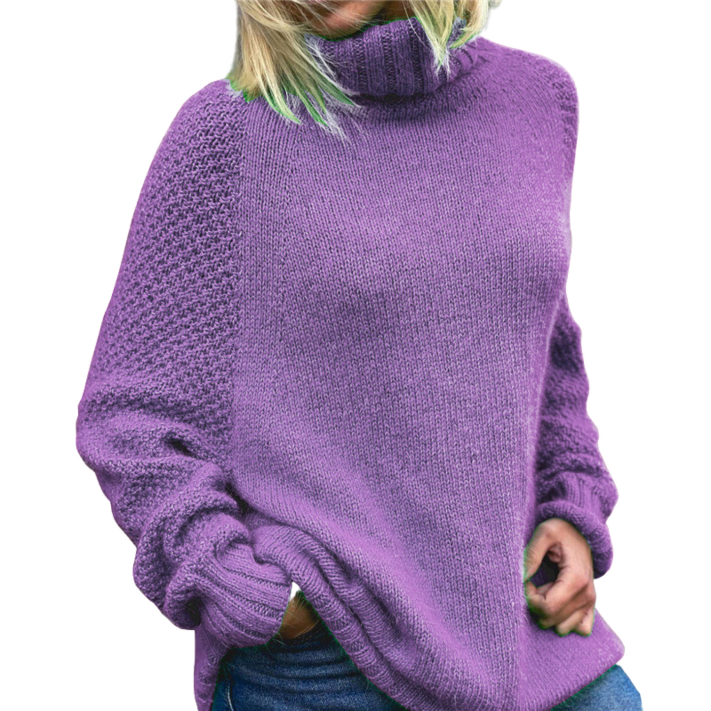 New Women's Solid Color Knitted Turtleneck Sweater