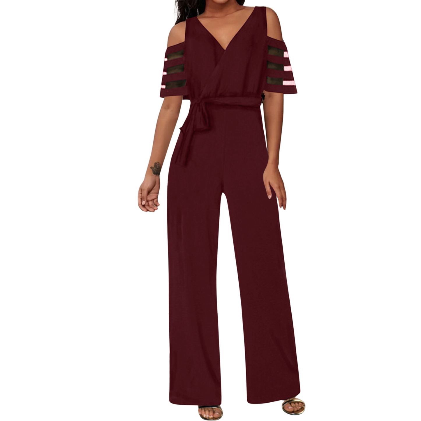 Women's Elegant Solid Color Wide Leg Casual Jumpsuit