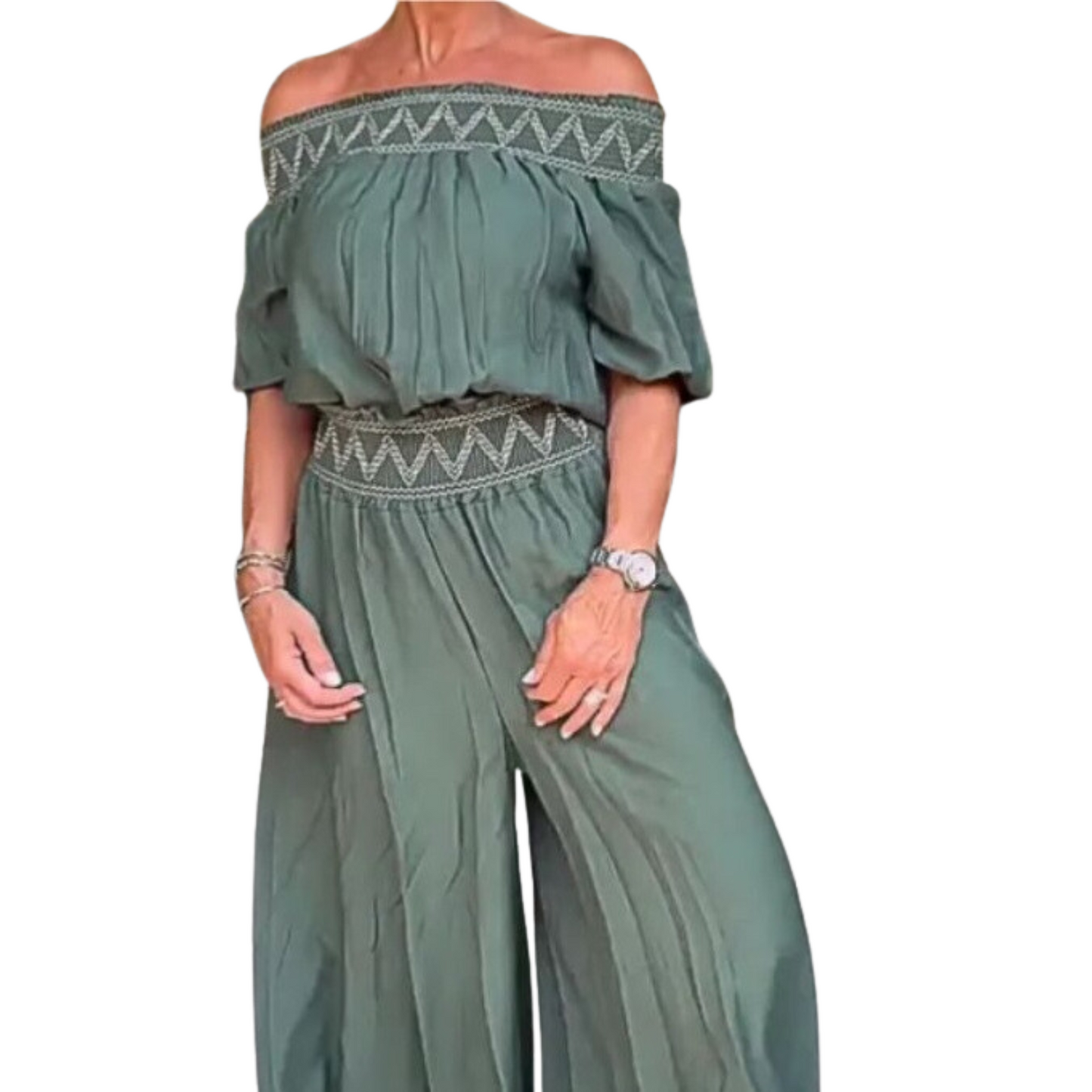 Women's Stylish Solid Color Off Shoulder Wide Leg Jumpsuit