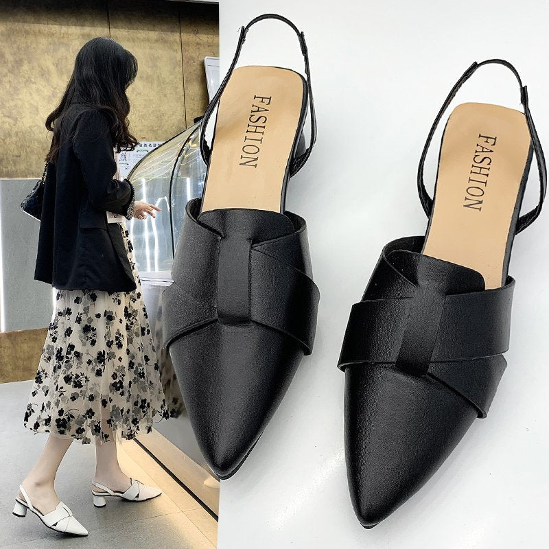 Women's Closed Toe Mid-heeled Shoe With Ankle Strap