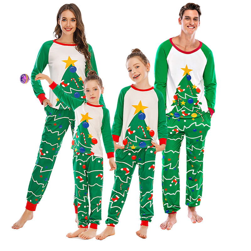 Family Matching Green Christmas Pajamas - Decorated Tree